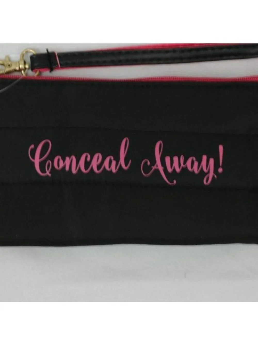 Bitzy Women's Small Black Pink Woven Fabric Zipper Makeup Wristlet Bag